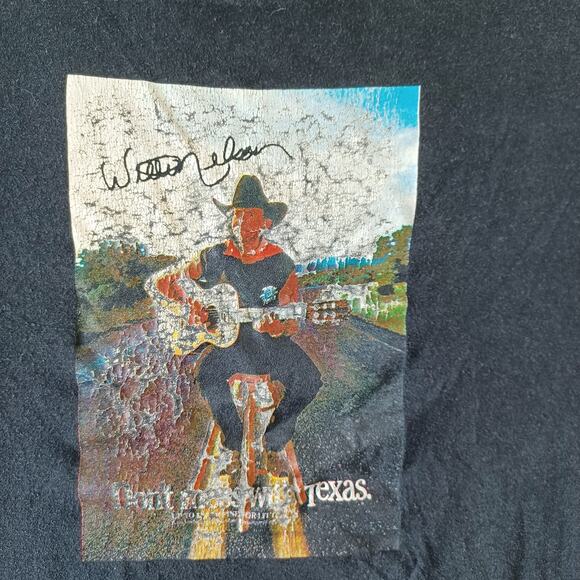 Vintage Willie Nelson T-Shirt Mens XL Black Screen Star Don't Mess With Texas - Picture 3 of 12